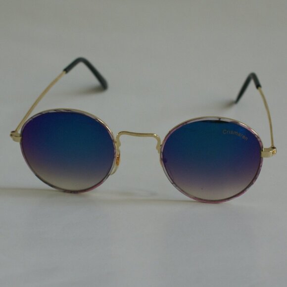NWT TruVintage 90's Round gold frame w/ multi-color painted marble rims sunglass